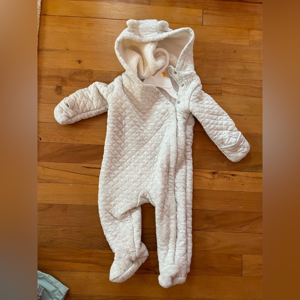 Carters baby bunting; light gray